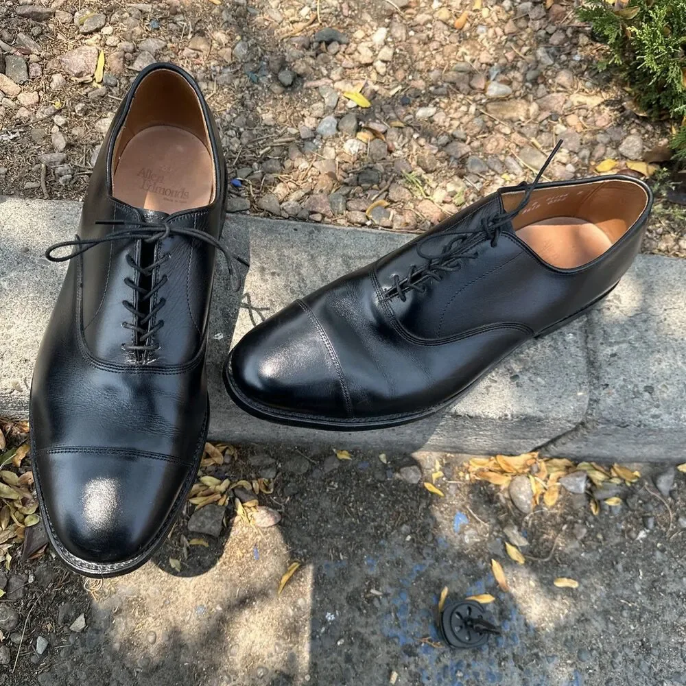12 D Allen Edmonds Park Avenue Black Cap Toe Dress Shoes